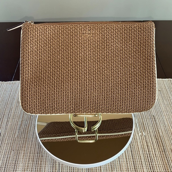 Kate Spade large straw look clutch EUC - Picture 1 of 13